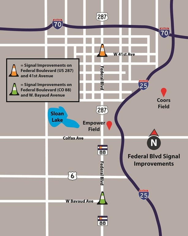 Location map for the Federal Boulevard Signal Improvement Project