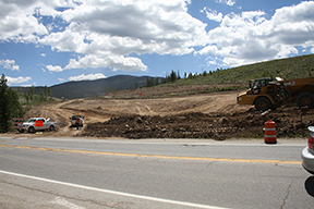 Earth moving machinery looking south along CO 9 near eastern edge of Frisco