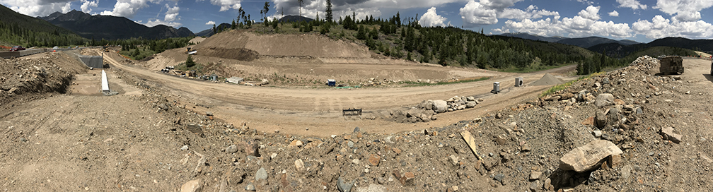 A is a photo of culvert 3 waiting to be backfilled over for the new north bound lanes on the new alignment with the new bike path going underneath the culvert.