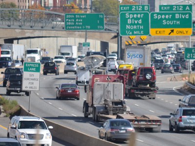 I-25 traffic downtown Denver