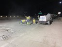 Crews performing bridge deck repairs on the steel superstructure of northbound I-25 at the 62nd Avenue bridge to ensure vehicular loads are supported. thumbnail image