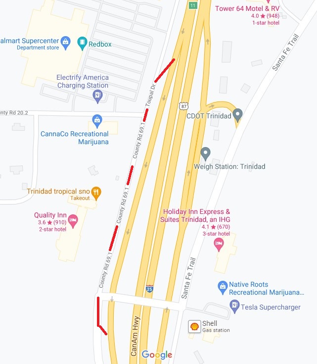 google map traffic shift 8 25 2021 SB I-25 ramp detours Exit 11.jpg detail image