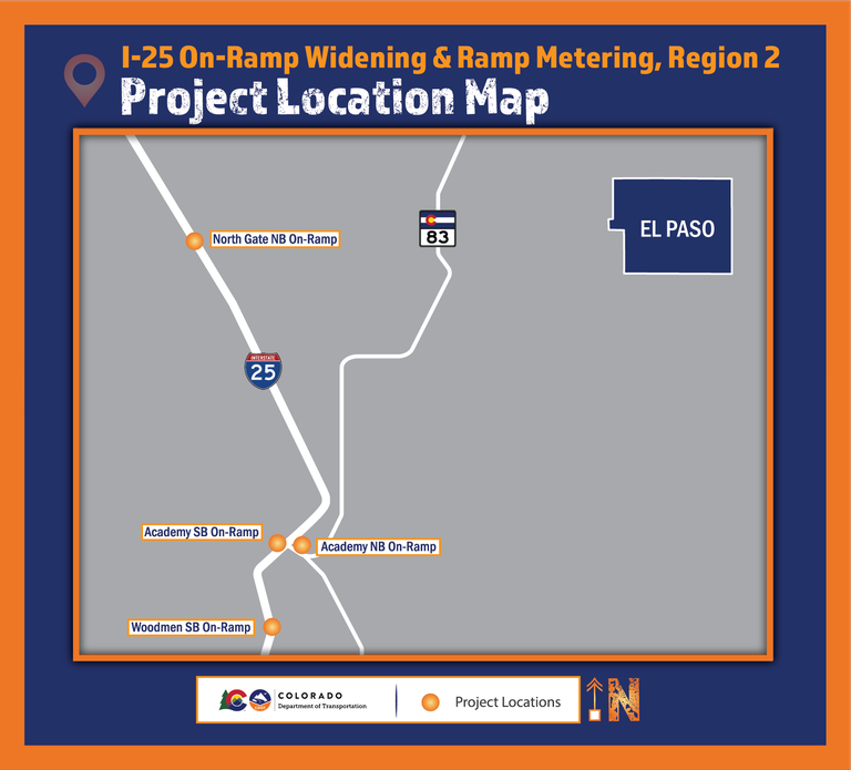 I-25 On-ramp widening and metering project location map