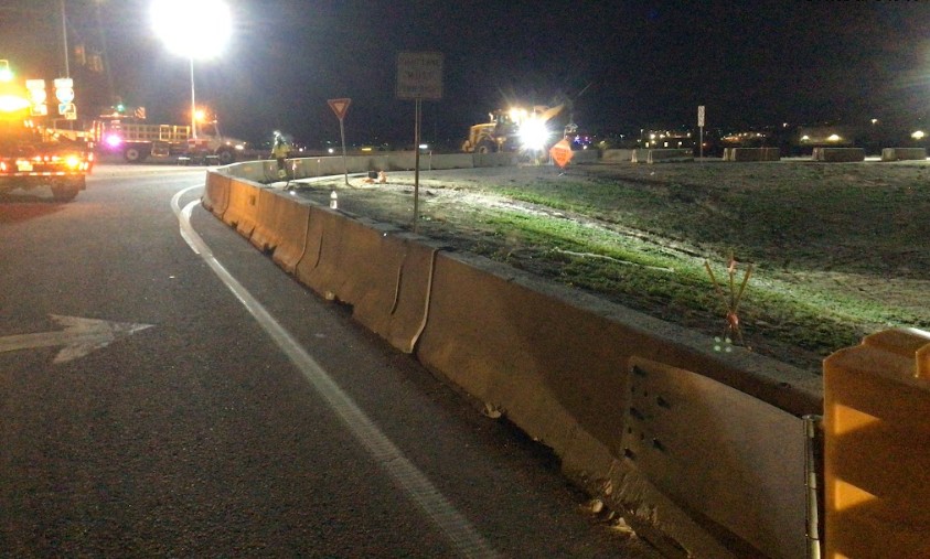 I-25 and CO 7 Interim Transit Improvements Concrete barrier installation at night.jpg detail image