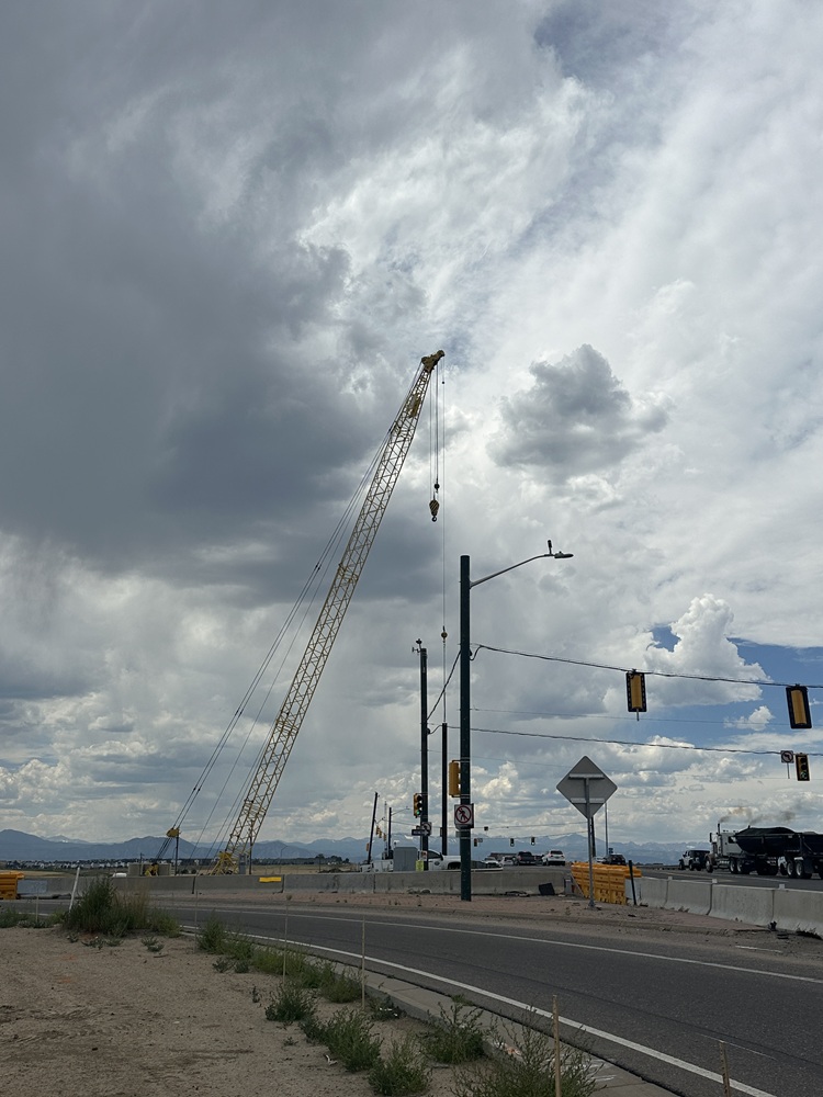 I-25 & CO 7 Interim Mobility Hub - Pile driving on southbound on ramp detail image