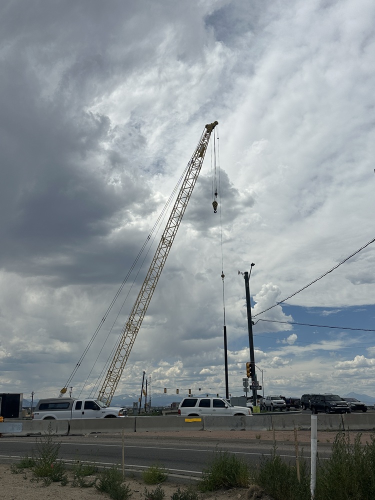 I-25 & CO 7 Interim Mobility Hub - Pile driving on southbound ramp detail image