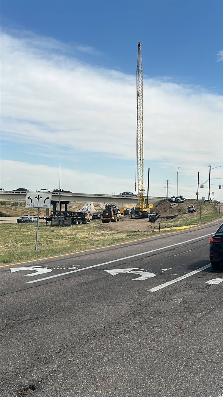 I-25 & CO 7 Interim Mobility Hub - Pile installation work on southbound on ramp detail image