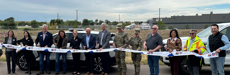City of Colorado Springs, El Paso County, Peterson Space Force Base, FHWA and CDOT officials at the CDOT Ribbon Cutting celebrating the completion of three major Colorado Springs area projects.