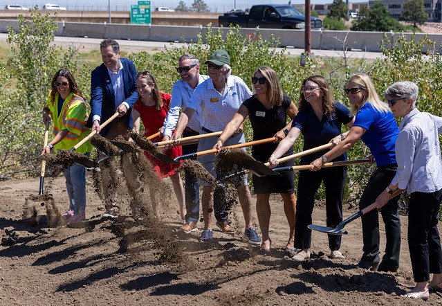 Representatives from CDOT, the City of Lone Tree and Denver South break ground on Lone Tree Mobility Hub