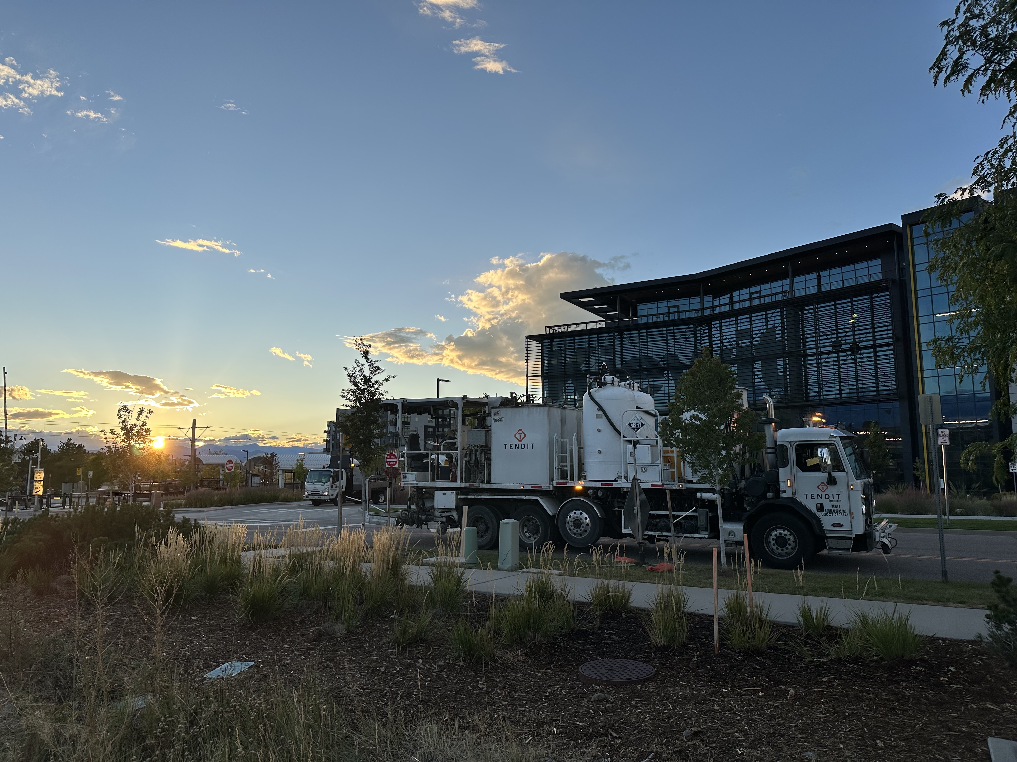 I-25 Lone Tree Mobility Hub Improvements Striping Crews near Trainstation Circle.jpg detail image