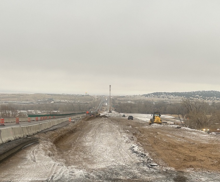 View of H-pile drilling for new southbound I-25 bridge.jpg detail image