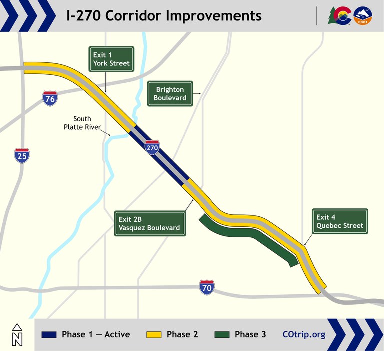 I-270 Corridor Improvements project phasing map. 