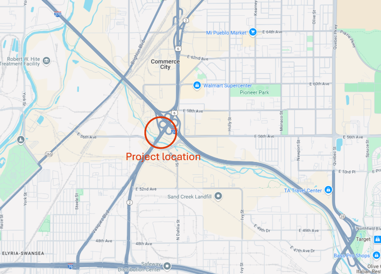 Map of the Gabion Wall Repair project location on I-270 Map of the I-270 Gabion Wall Repair project location