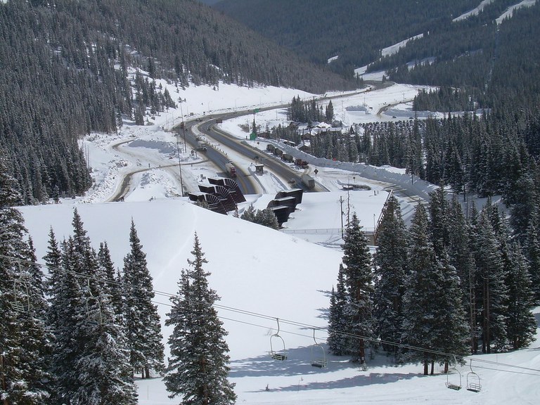 I-70 EJMT Bakerville Auxilliary Lane location - winter roadway