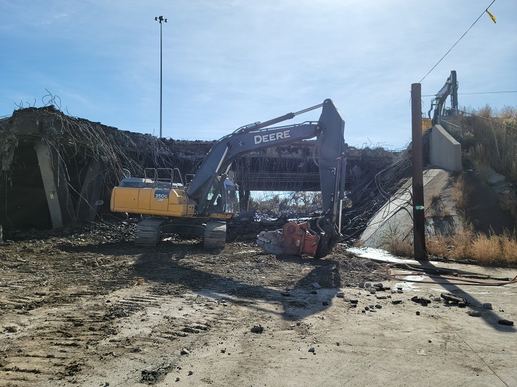 Close up of demolition process underway WB I-70 bridge over Ward Road Photo Hiep Pham.jpg detail image