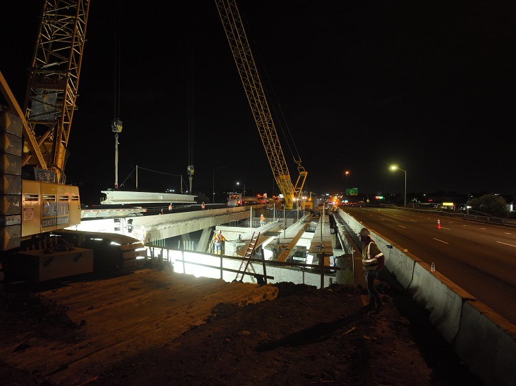 Drone view girder placement underway for I-70 over Ward Road bridges Aerial photography by David Evans and Assoc..jpg resized.jpg detail image