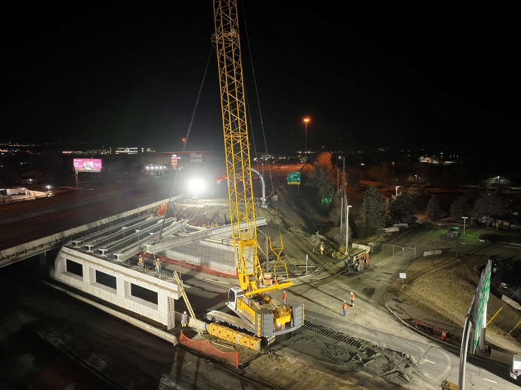 ResizedClose drone view girder placement WB I-70 over Ward AfshanAndesha.jpg detail image