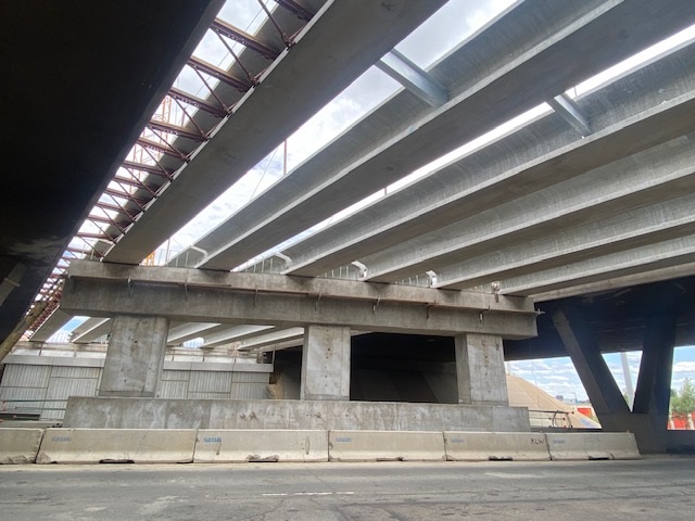 Wide view newly placed girders for bridge at I-70 over Ward Road Photo Estate Media (1).jpg detail image