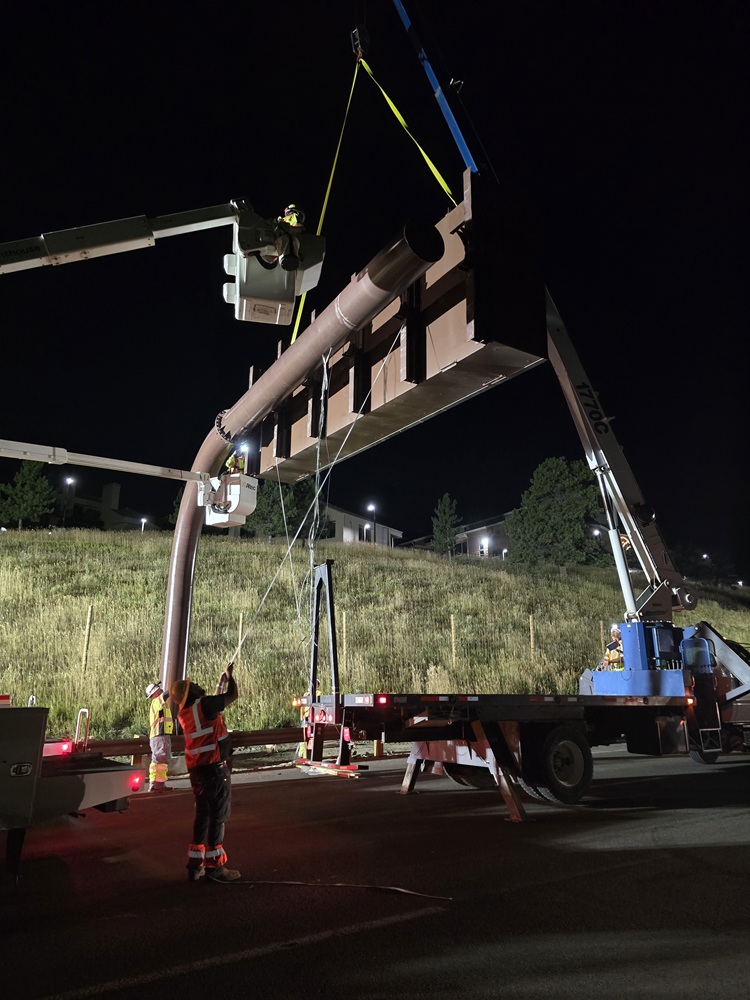 I-70 Resurfacing from Chief Hosa to Colfax - Crews installing overhead VMS detail image