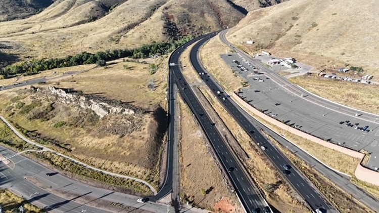 I-70 Resurfacing from Chief Hosa to Colfax drone westbound view of I-70 west of Morrison.jpg detail image