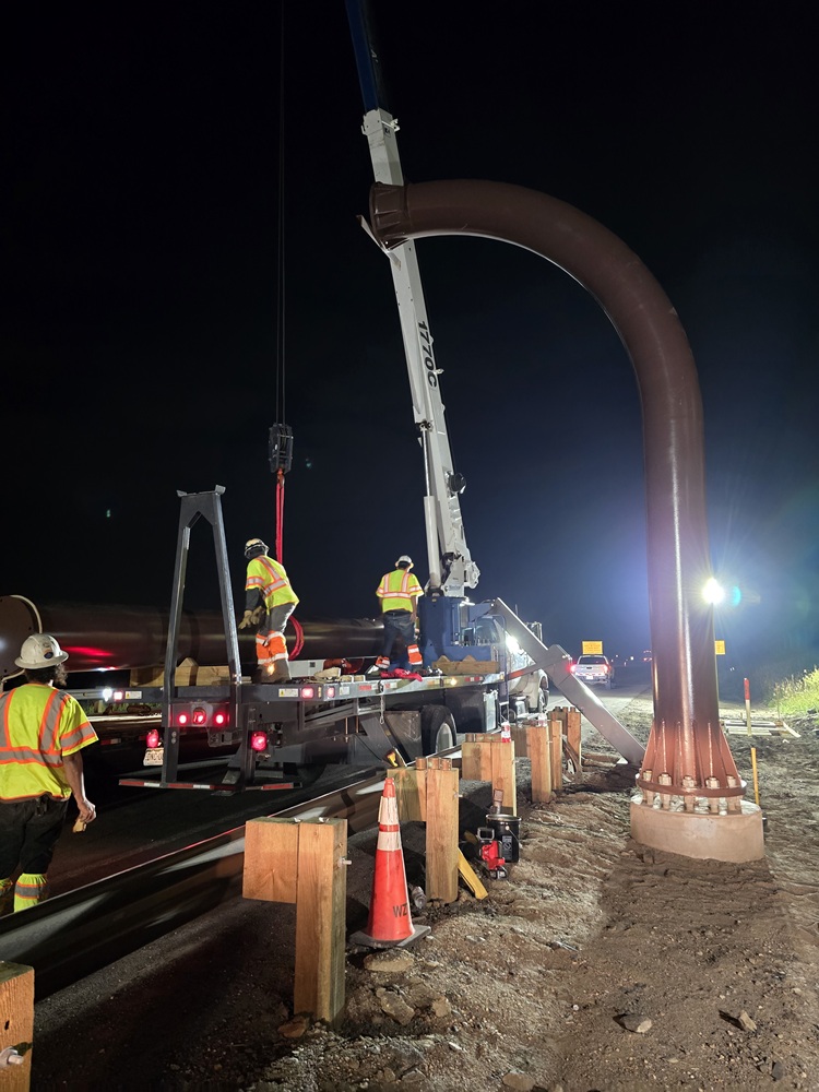 I-70 Resurfacing from Chief Hosa to Colfax - Crews setting overhead sign structure at Genesee detail image