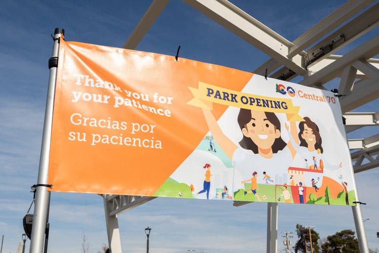 Banner of park opening