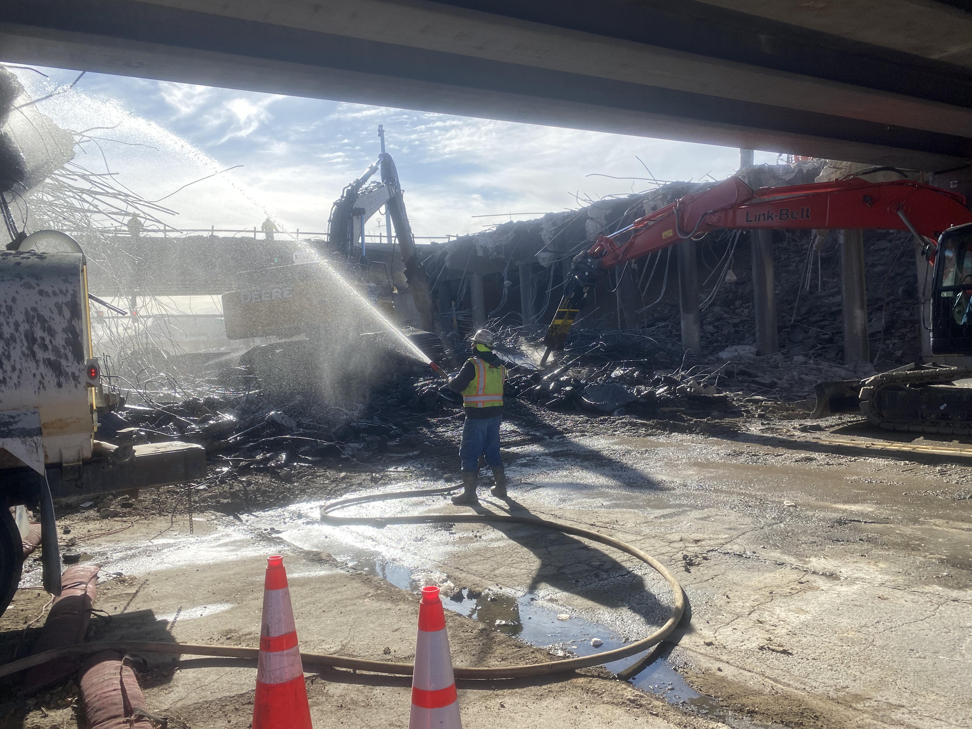 Demolition of the I-70 over Holly Street bridge 2 detail image