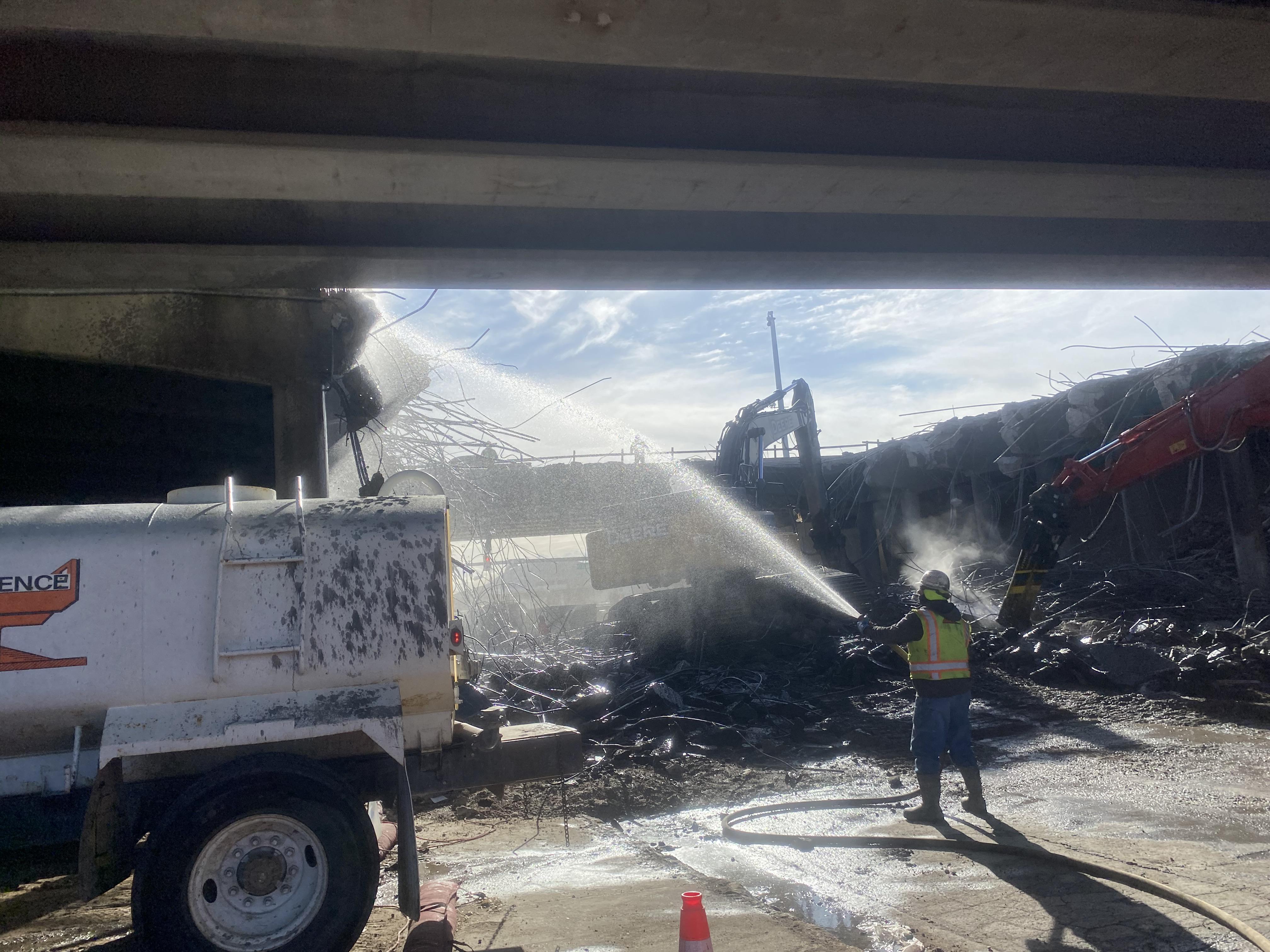 Demolition of the I-70 over Holly Street bridge  detail image