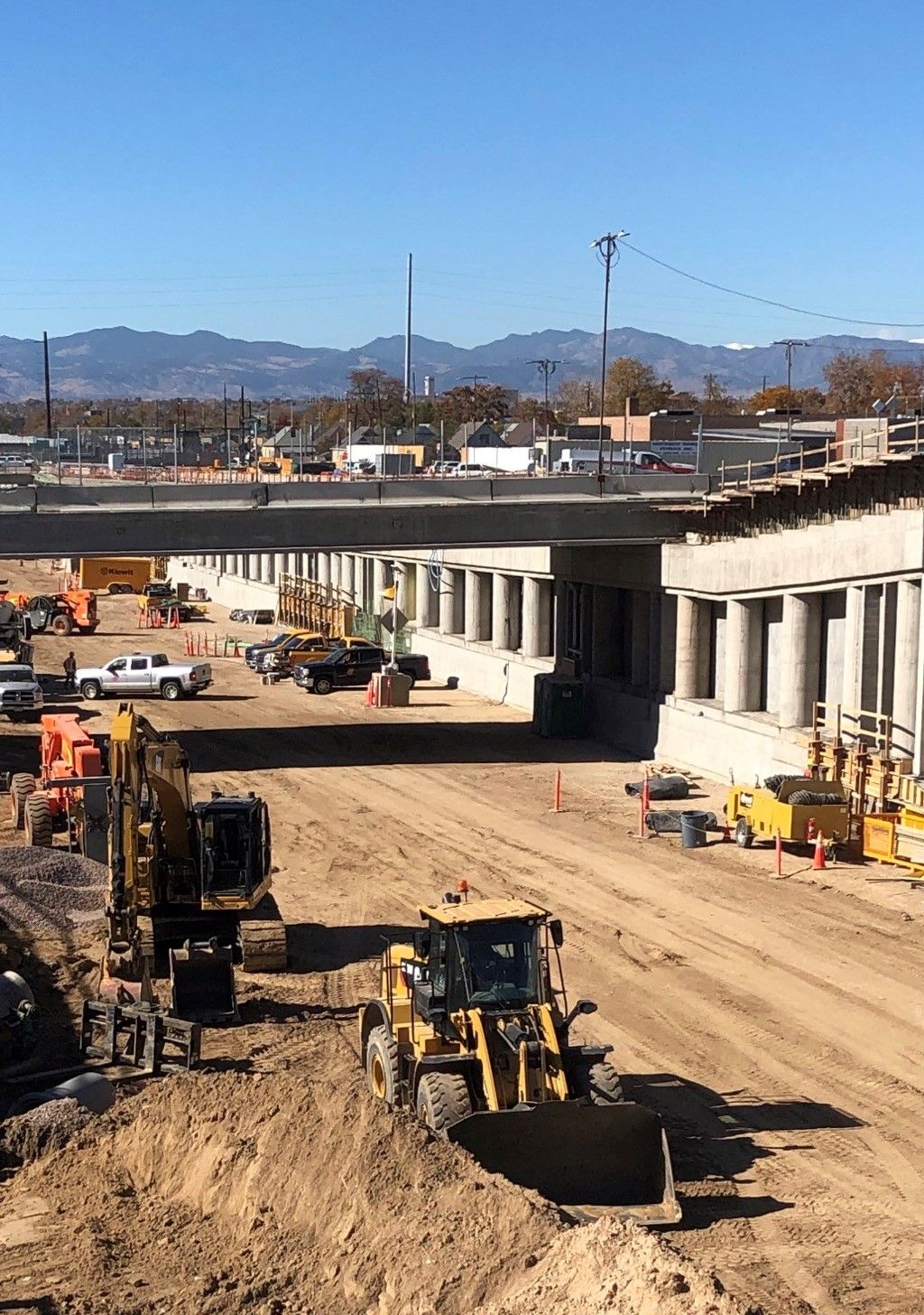 Construction work on the future lowered lanes of eastbound I-70 detail image
