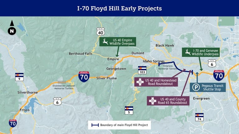 I-70 Floyd Hill Early Projects Map