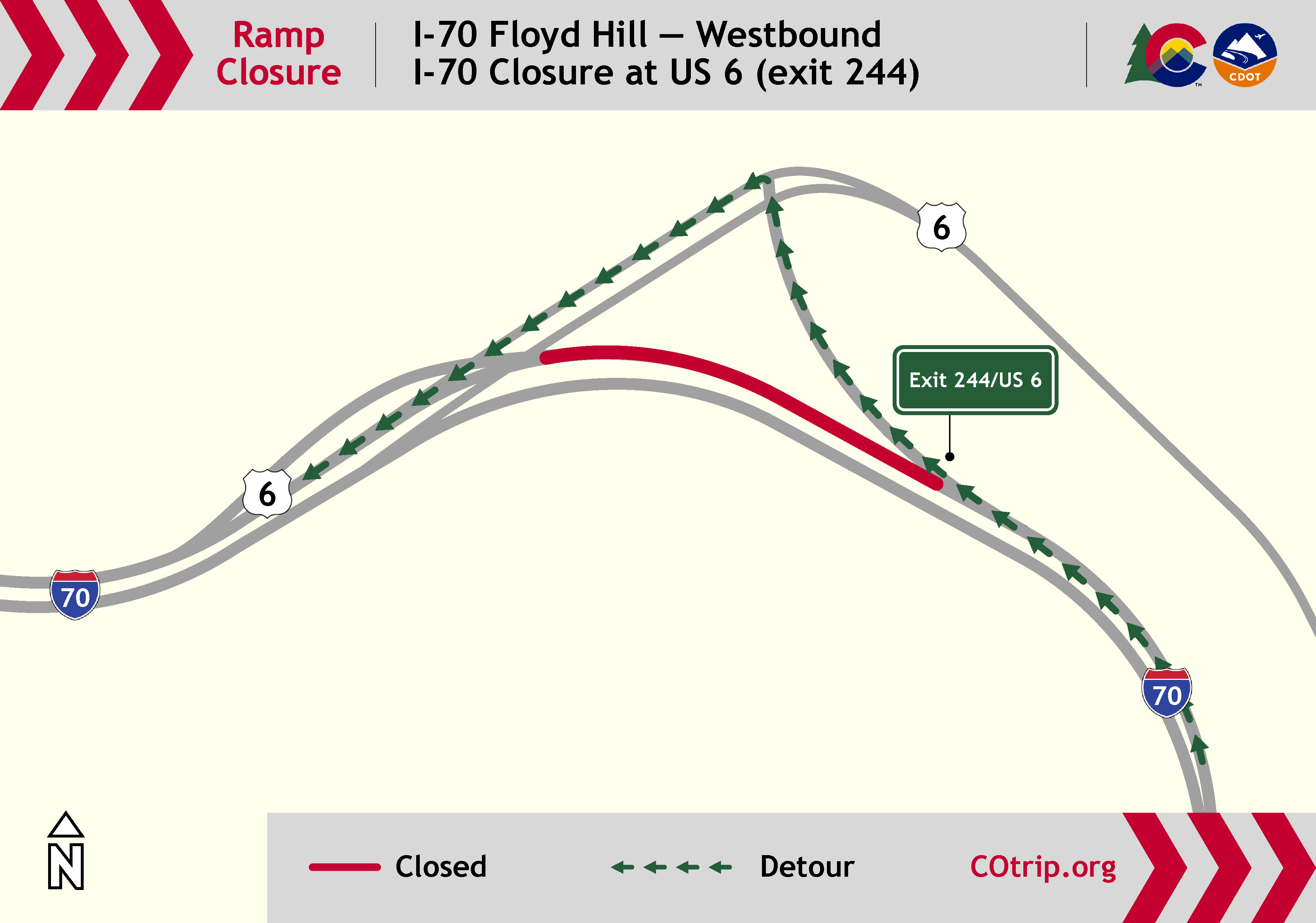 I-70 Floyd Hill westbound I-70 traffic use US 6 off and on ramps.jpg detail image