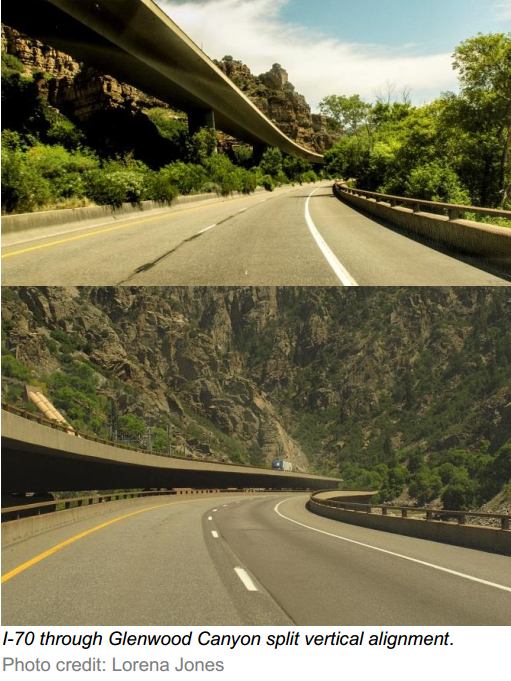 I-70 through Glenwood Canyon split vertical alignment.png detail image