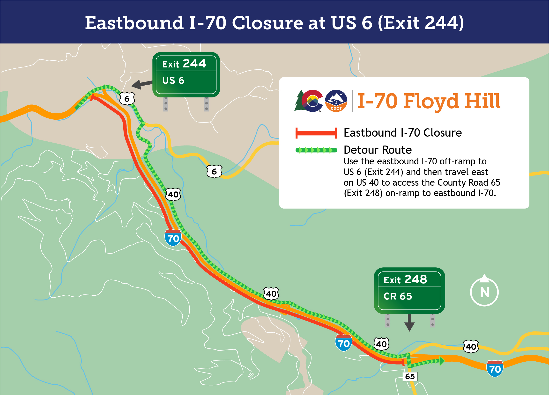 I-70 Floyd Hill Eastbound I-70 Detour at US 6 Exit 244.jpg detail image