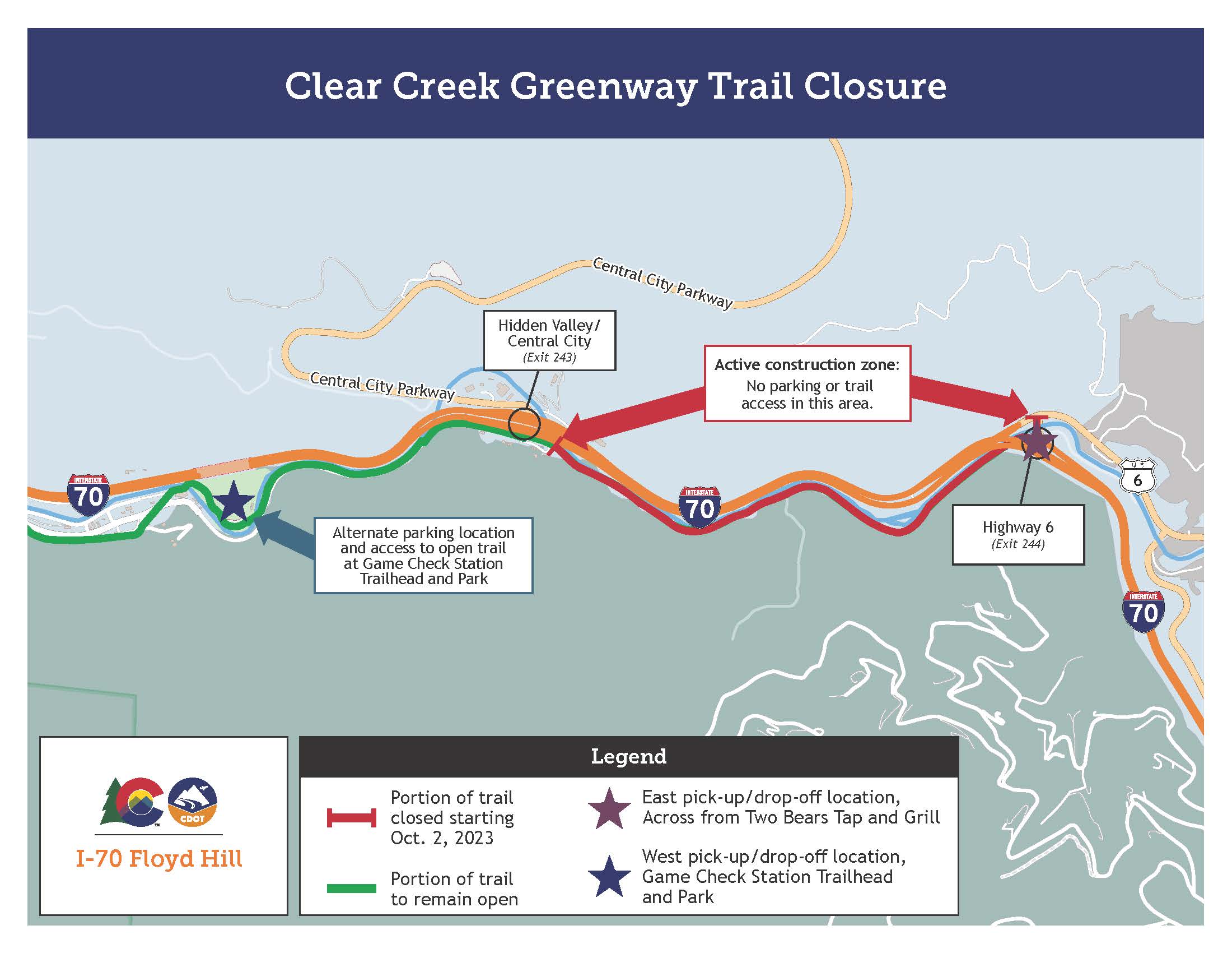 I-70 Floyd Hill Greenway Trail Closure Detour Map.jpg detail image