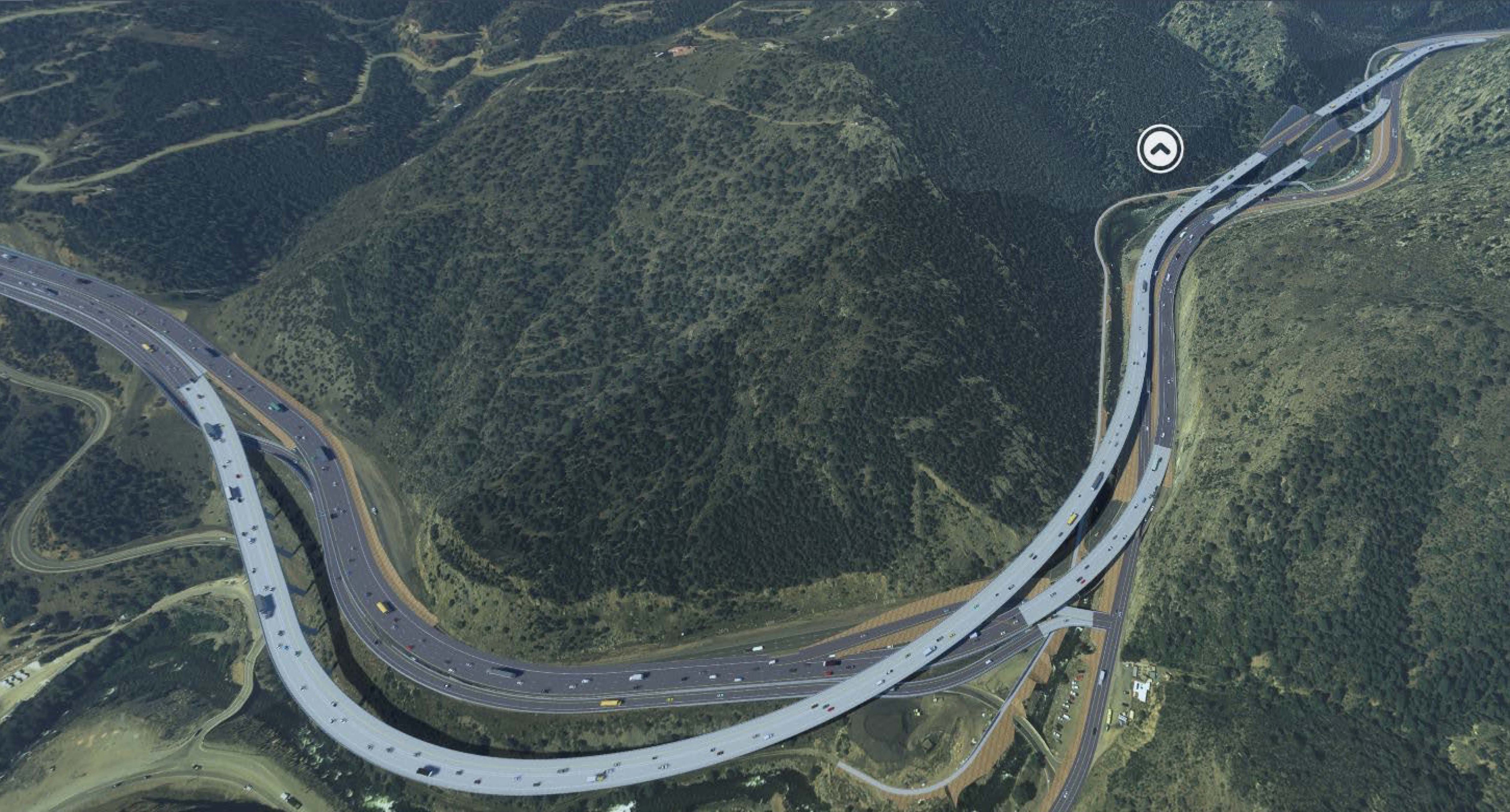 Rendering of I-70 at the bottom of Floyd Hill from above.jpg detail image