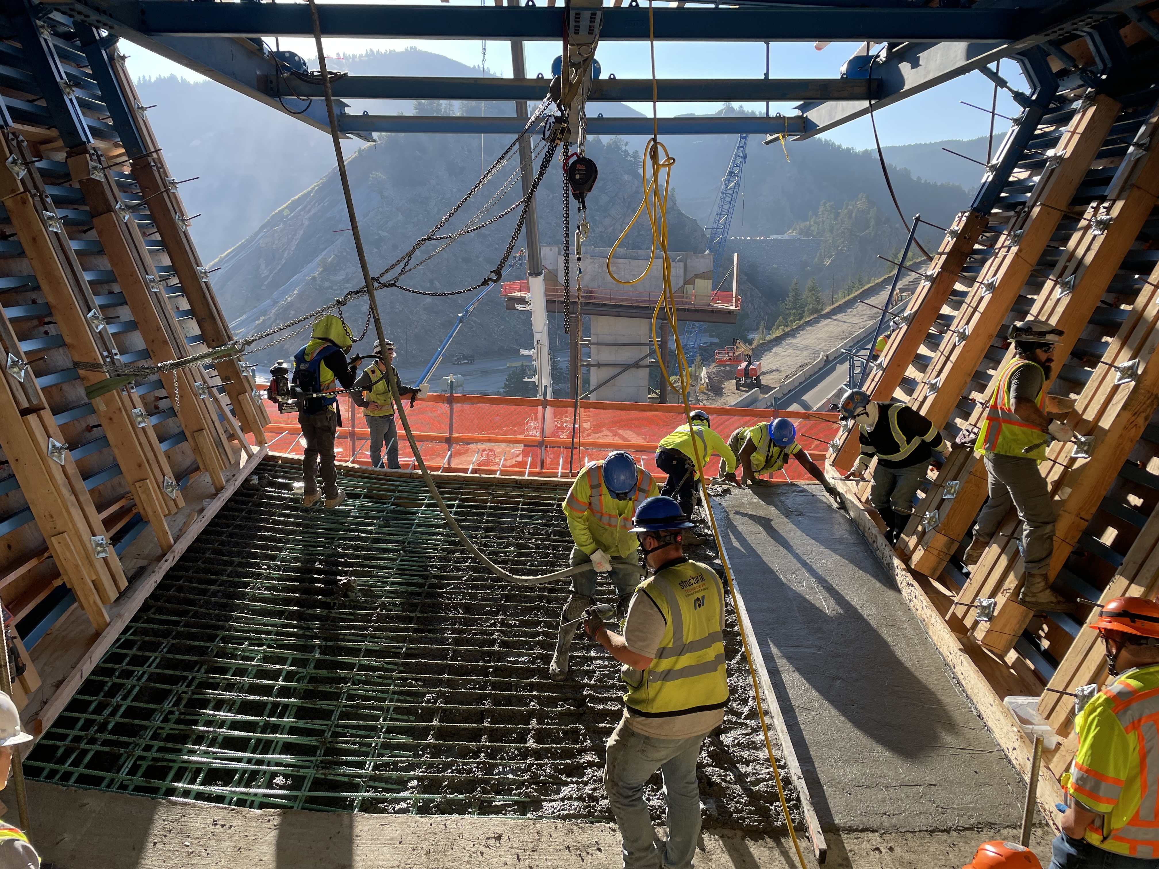 I-70 Floyd Hill - Crews working inside Pier 17.jpg detail image