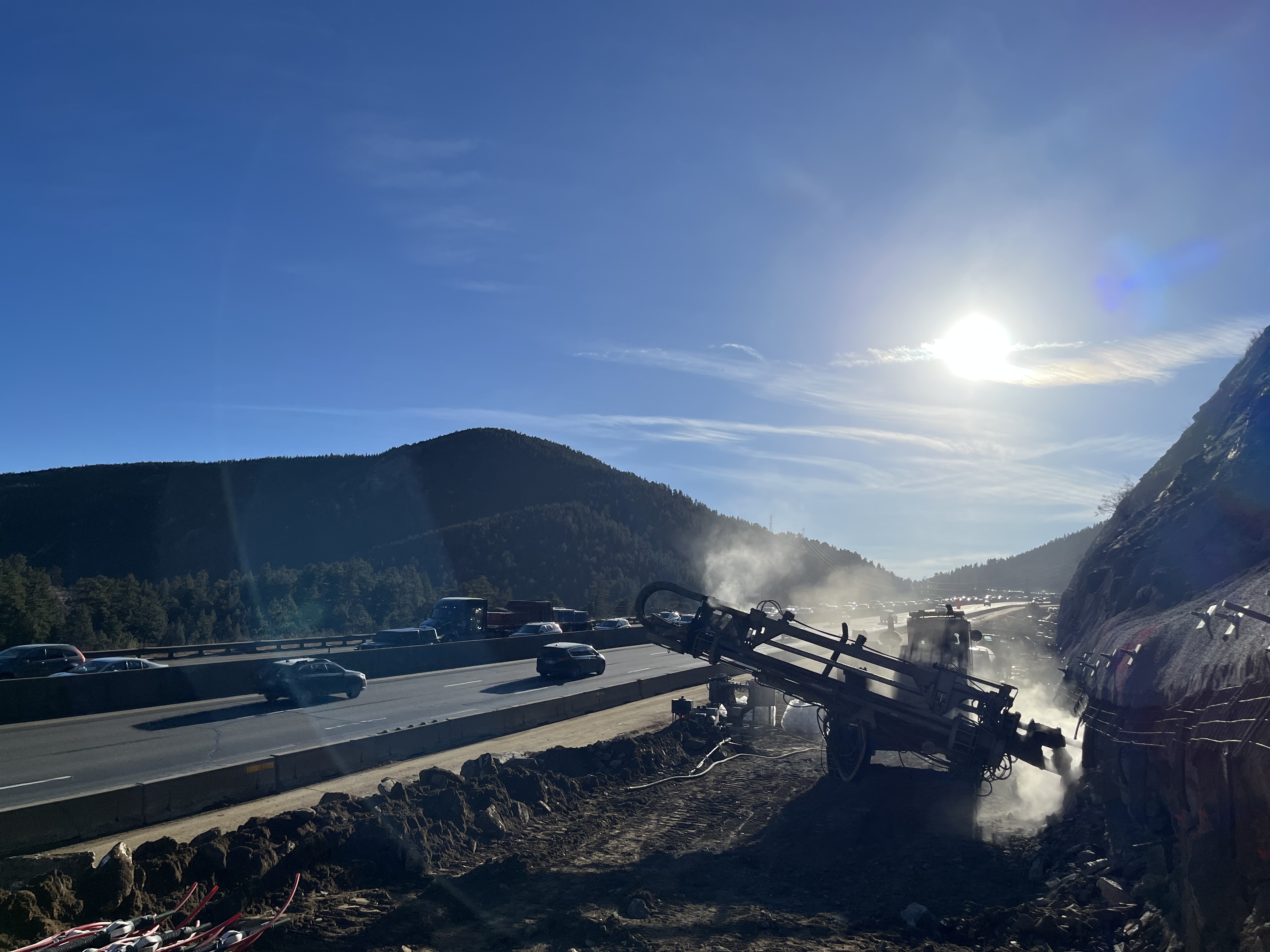 231226_Drilling soil nails into wall_I-70 Floyd Hill.jpg detail image