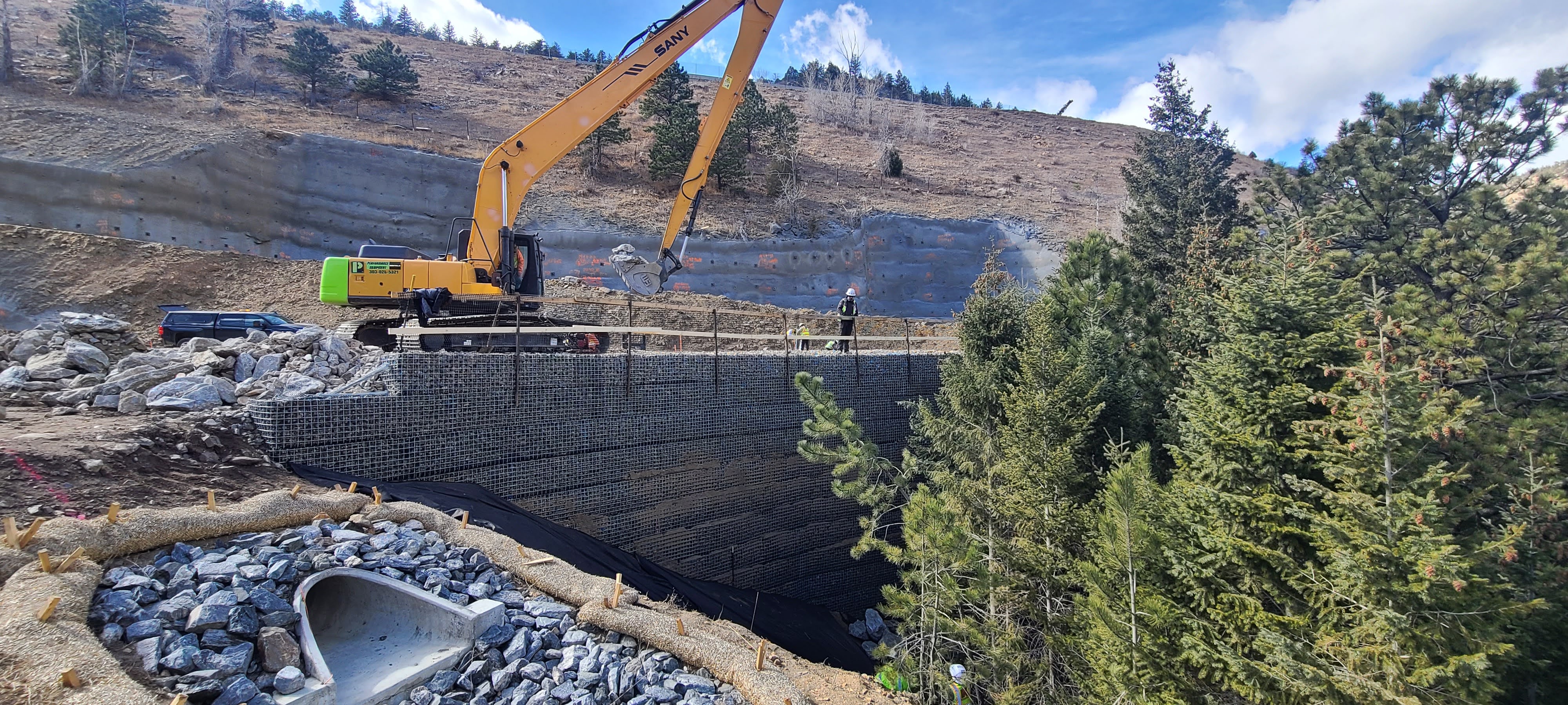 I-70 Floyd Hill Wall A1 Hillside placing Riprap Feb. 27, 2026.jpg detail image