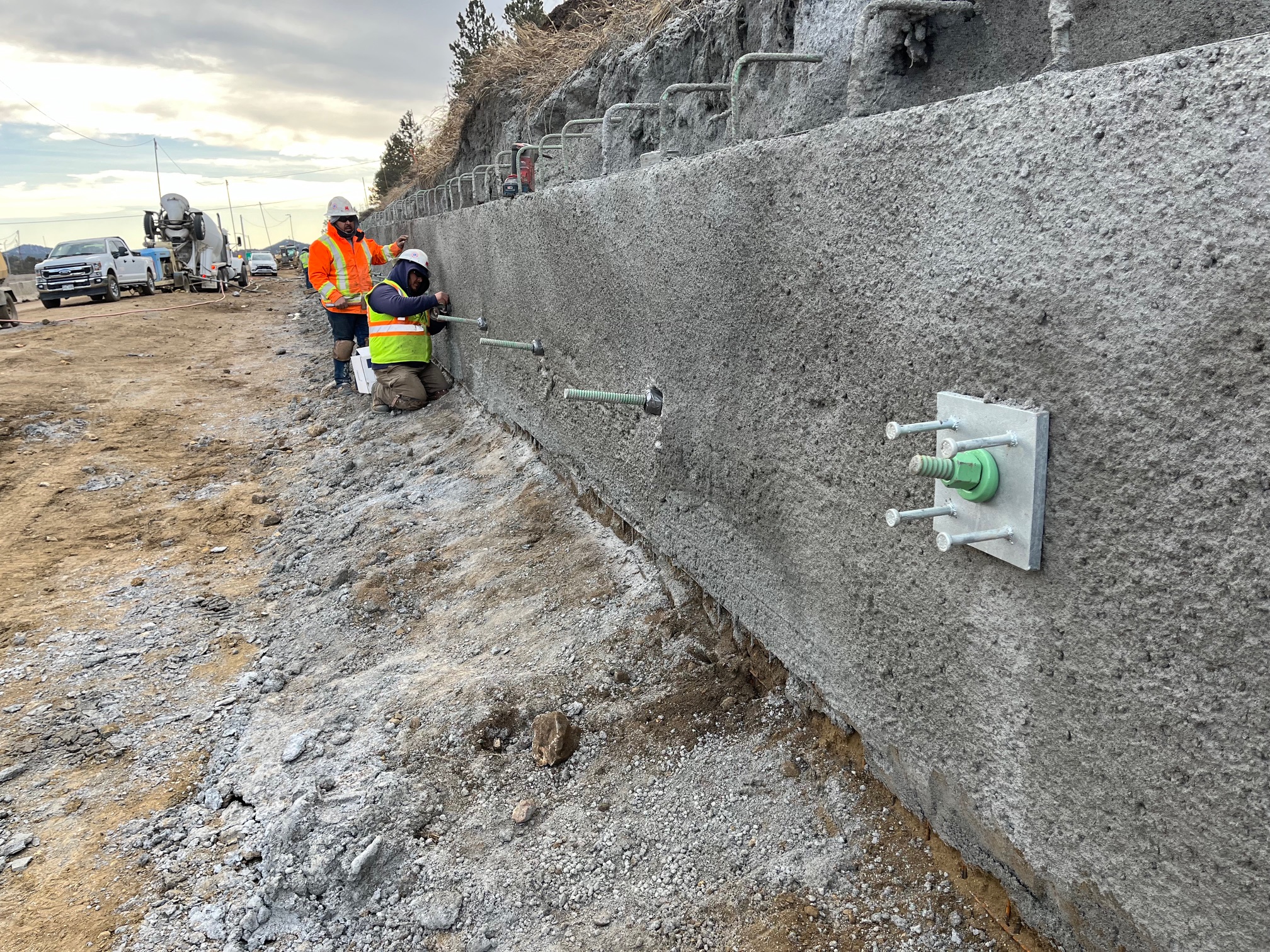 240321_Kraemer crew installing new Double Erosion Protection Caps on the soil nails_I-70 Floyd Hill.jpg detail image