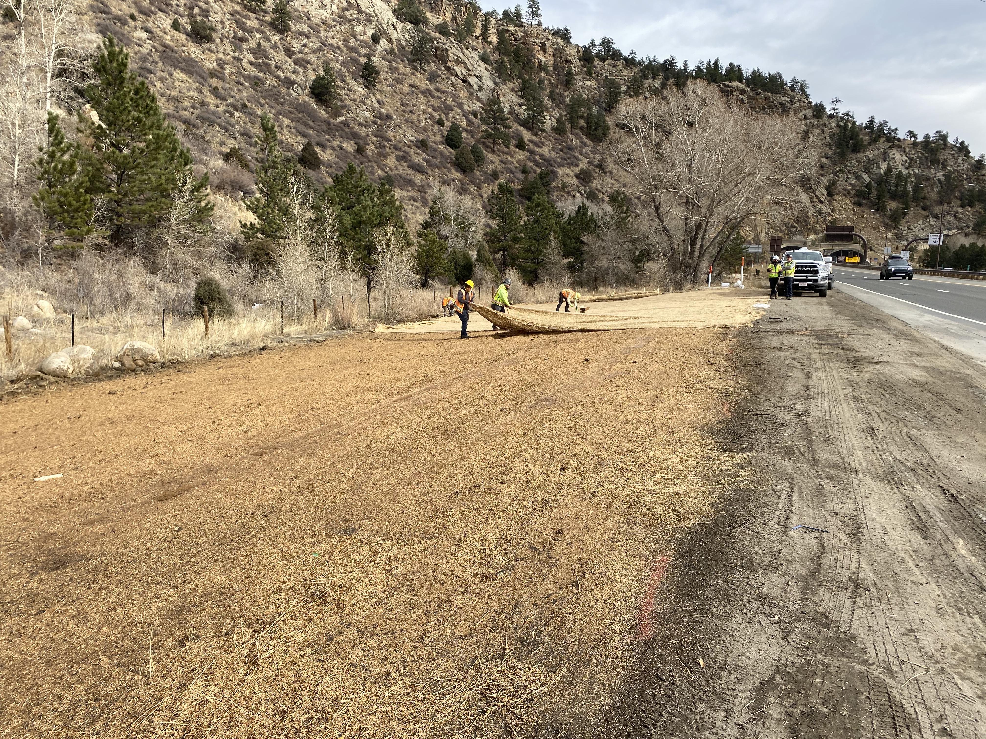Crews completing final seeding near the Mountain Express Lanes detail image