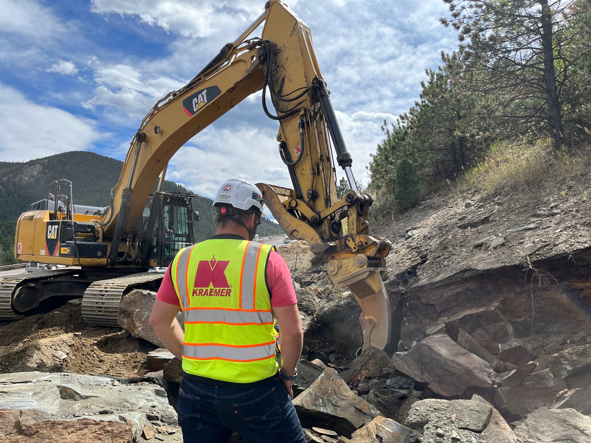 Construction equipment breaking rock detail image