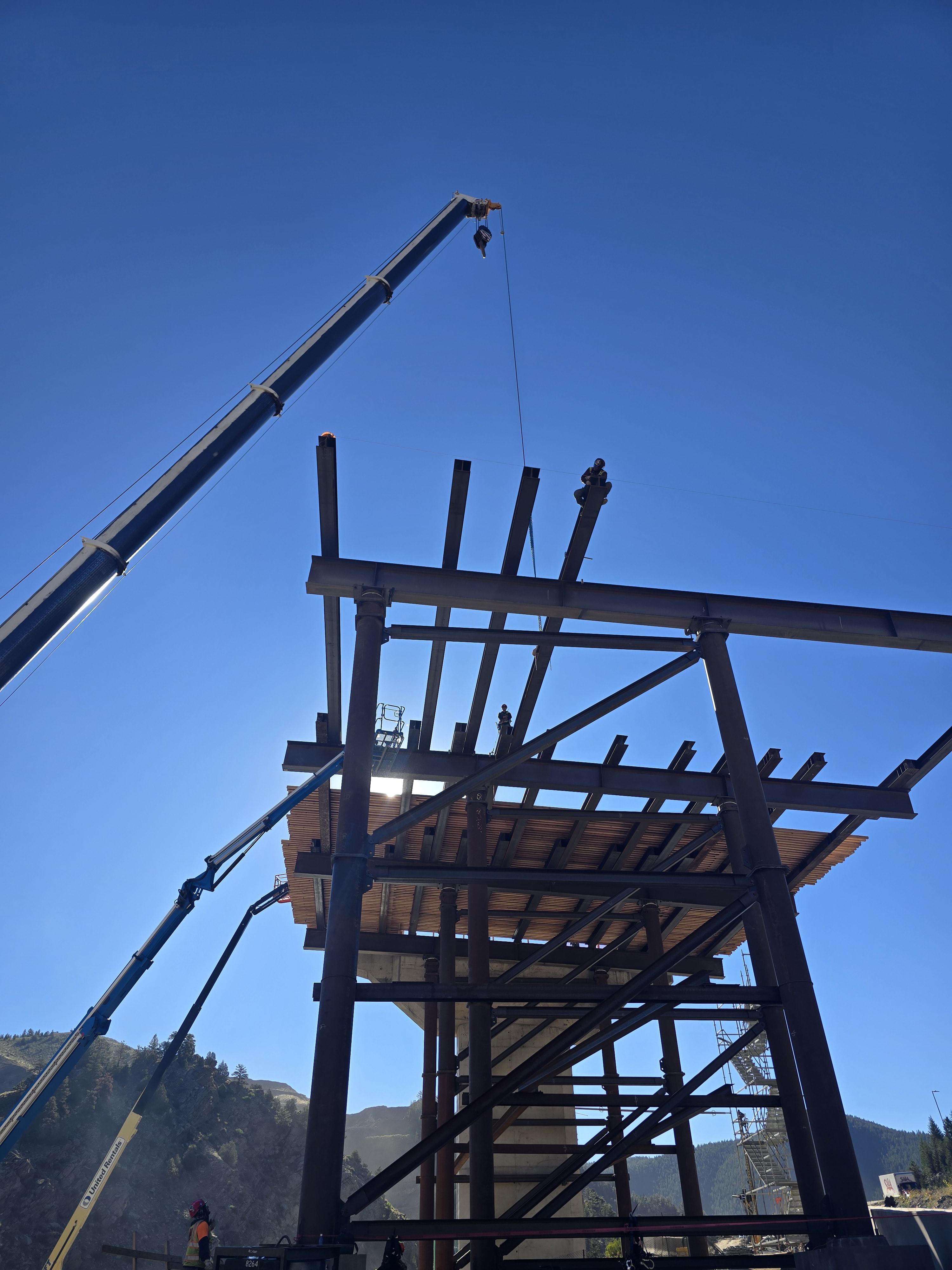 I-70 Floyd Hill Iron Workers Setting Steel at Pier 18 September 2026.jpg detail image