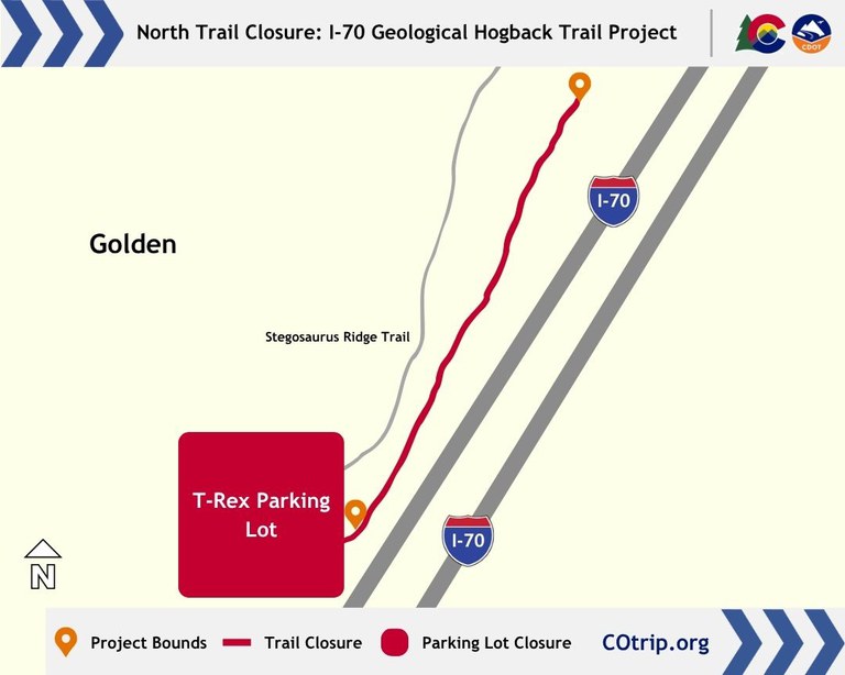 Map of the I-70 Geological Hogback Trail Rehabilitation project location at MP 259.2