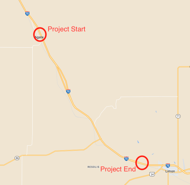 Project Map, I-70 Agate to Limon