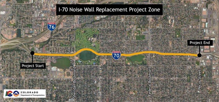 I-70 Noise wall east map