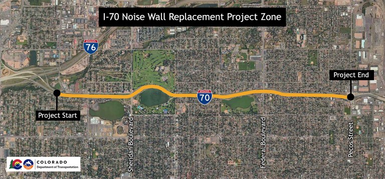 I-70 Noise wall east map