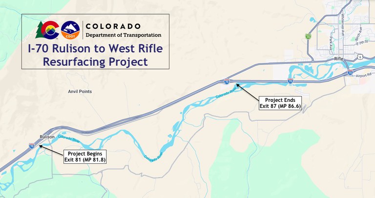 Map of project location on I-70 from Rulison to West Rifle