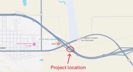 Map of I-70 Rural Bridge Rehabilitation project location for structure G-22-BD and G-22-BE on I-70 over Kyle Railroad Map of I-70 Rural Bridge Rehabilitation project location for structure G-22-BD and G-22-BE on I-70 over Kyle Railroad
