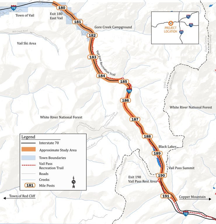 I-70 Vail Pass Auxiliary Lane Project Map