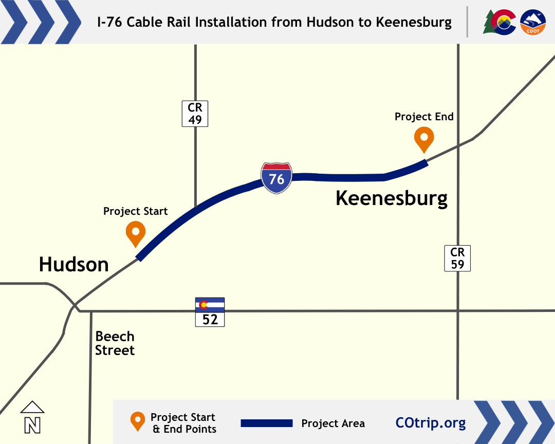 I-76 Cable Rail Installation from Hudson to Keenesburg project map.png detail image